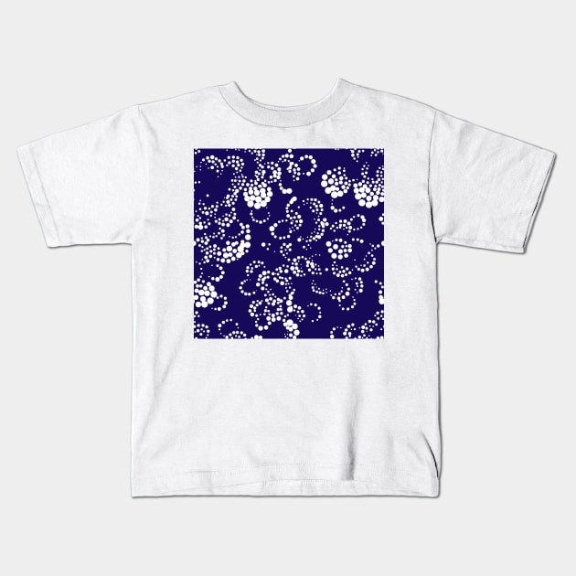 Blue Batik Bubble Waves Kids T-Shirt by Makanahele